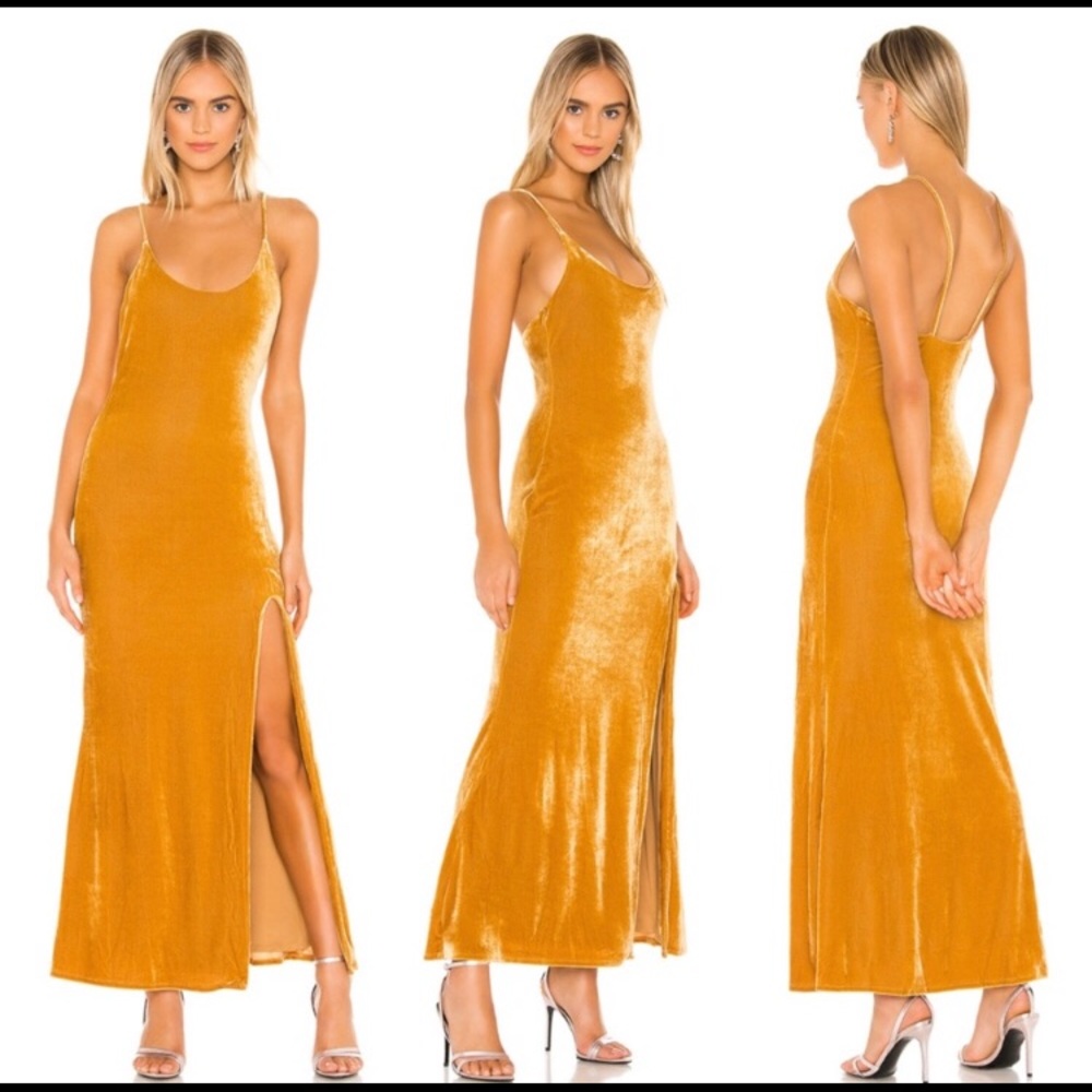 LOVERS + FRIENDS LINA GOLDEN VELVET SUMMER DRESS